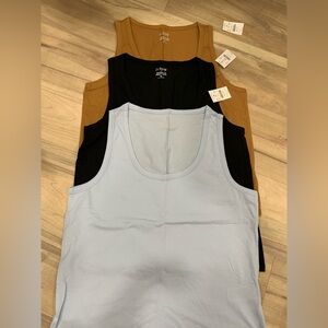 J. Crew Tank Tops 3 Piece Bundle Tan Black Blue